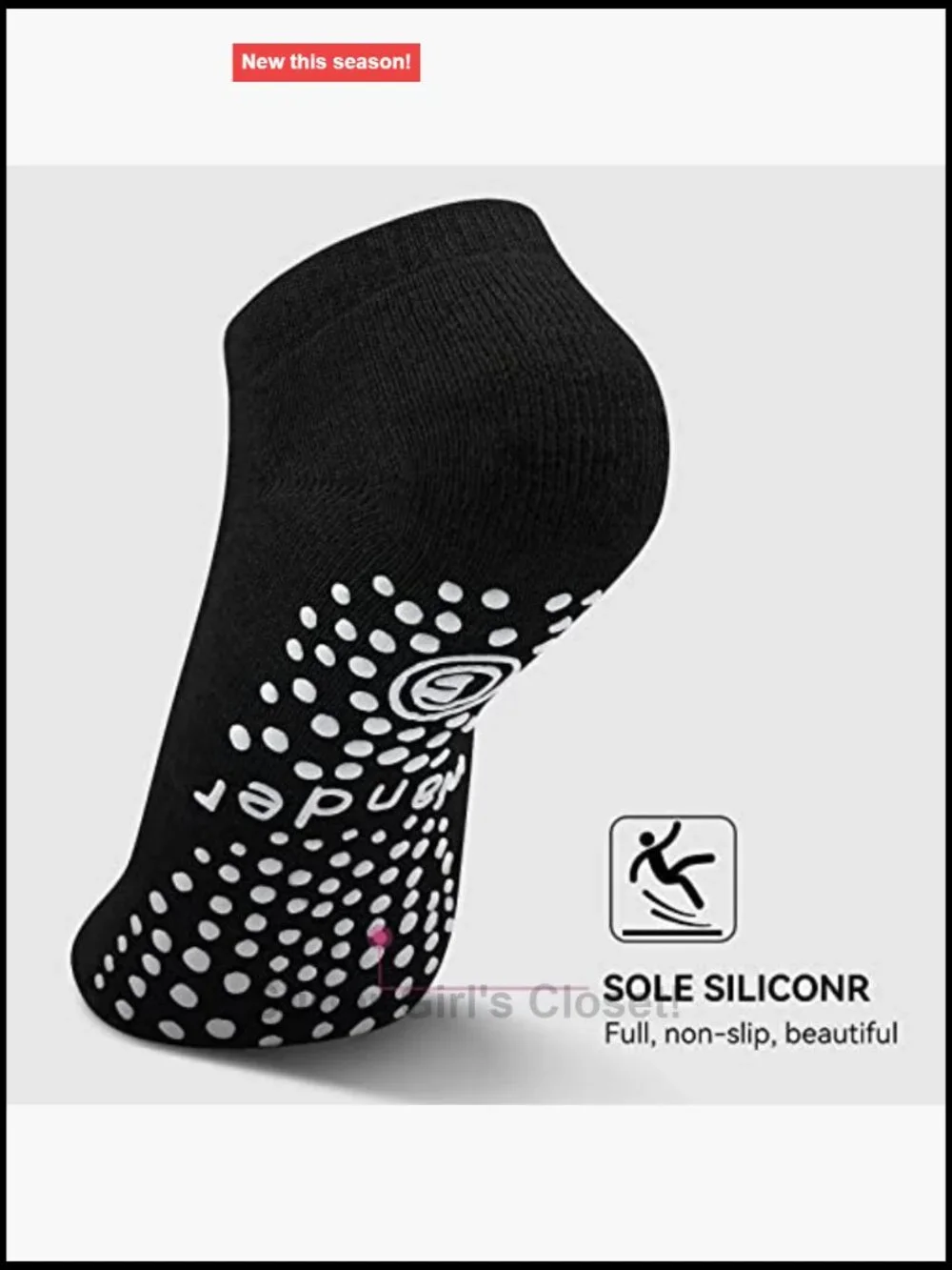 Non Slip Yoga Socks with Grips for Pilates Ballet Barre